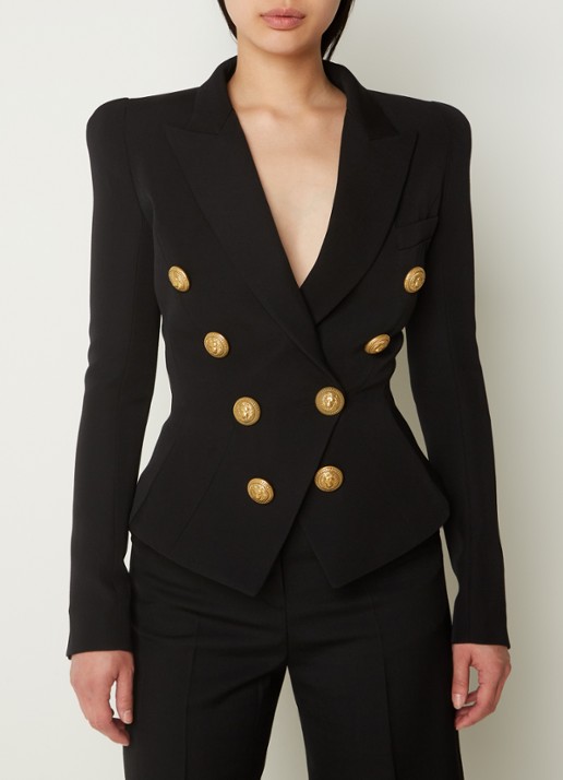 Balmain Double-breasted blazer van scheerwol - detail 3 zwart