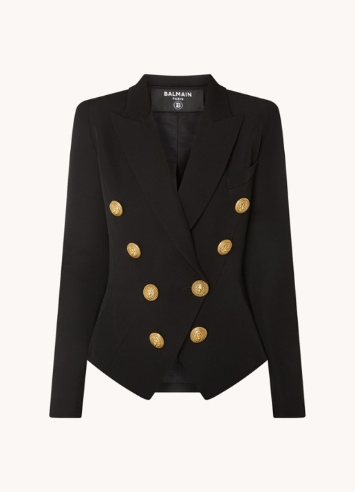 Balmain Double-breasted blazer van scheerwol - voorkant zwart