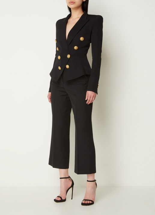 Balmain Double-breasted blazer van scheerwol - voorkant 2 zwart