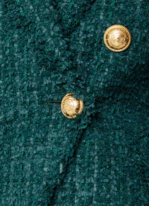 Balmain Double-breasted blazer van tweed en sierknopen - detail 3 bronsgroen