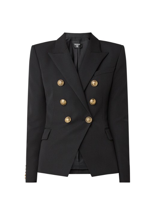 Balmain Double-breasted blazer van wol met sierknopen - voorkant 3 zwart