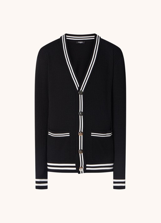 Balmain Fijngebreid vest in wolblend  - voorkant 2 zwart
