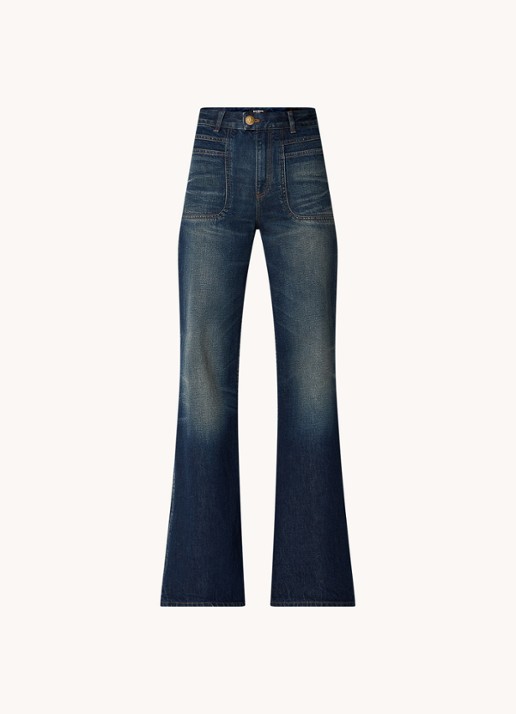 Balmain High waist flared jeans met donkere wassing - voorkant 2 indigo