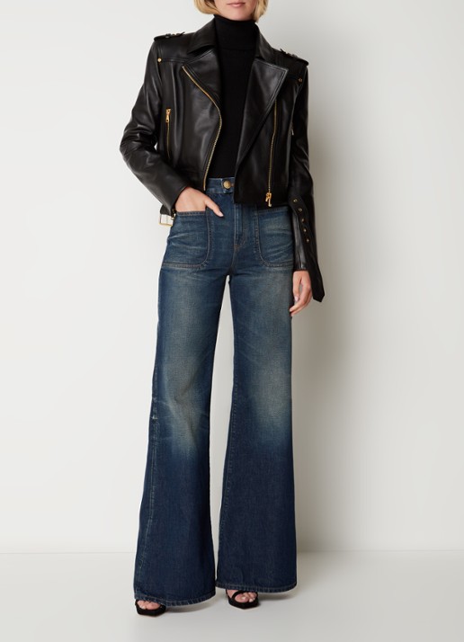 Balmain High waist flared jeans met donkere wassing - voorkant 3 indigo