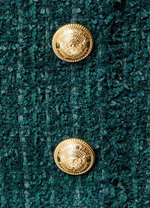 Balmain High waist straight fit korte broek van tweed - detail 4 groen