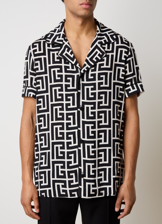 Balmain Overhemd met logoprint - detail zwart