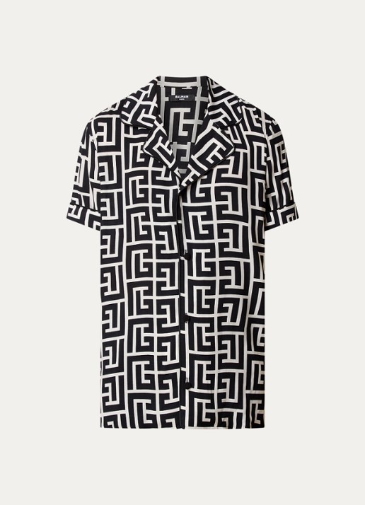 Balmain Overhemd met logoprint - voorkant 3 zwart
