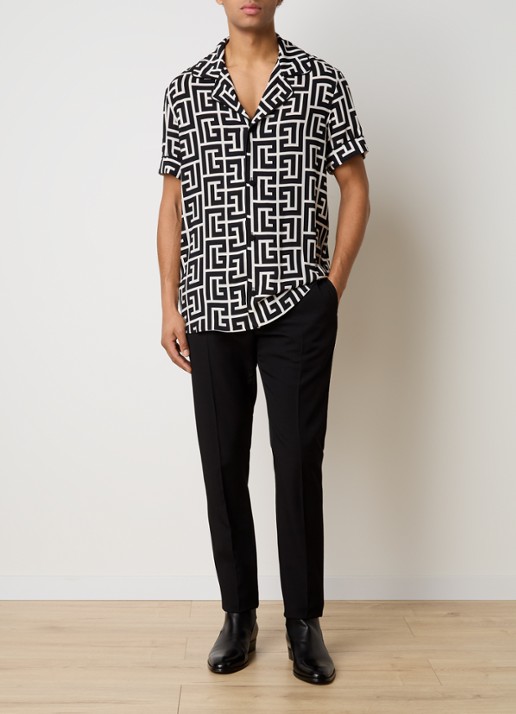 Balmain Overhemd met logoprint - voorkant 4 zwart