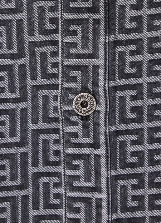 Balmain Regular fit overshirt van denim met logoprint - detail 5 zwart