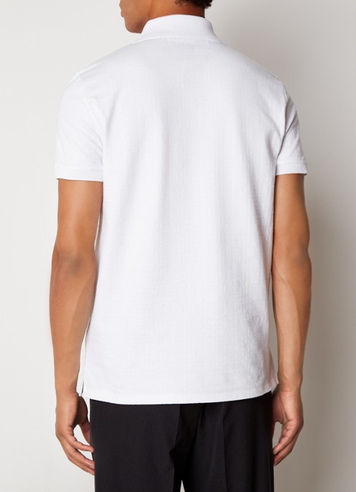 Balmain Regular fit polo van pique katoen met ingebreid logoprint - achterkant wit