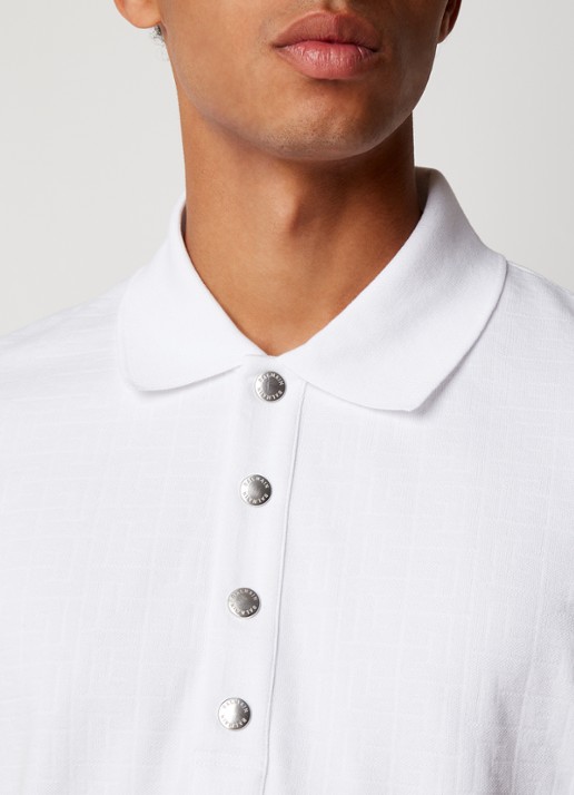 Balmain Regular fit polo van pique katoen met ingebreid logoprint - detail 5 wit