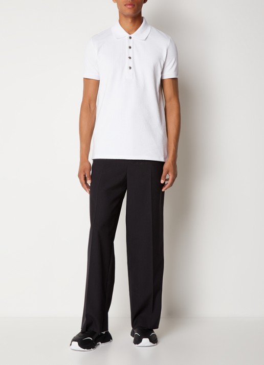 Balmain Regular fit polo van pique katoen met ingebreid logoprint - voorkant 3 wit