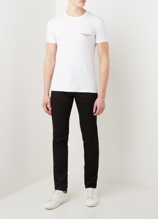 Balmain T-shirt met logoborduring - voorkant 4 wit