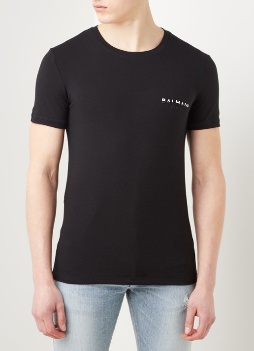Balmain T-shirt met logoborduring - detail 2 zwart