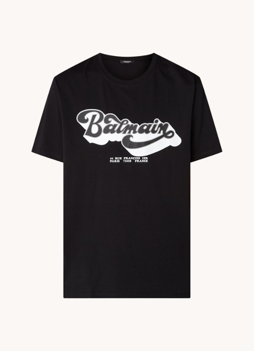 Balmain T-shirt met logoprint  - voorkant zwart