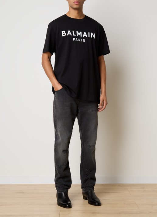 Balmain T-shirt met logoprint - voorkant 2 zwart