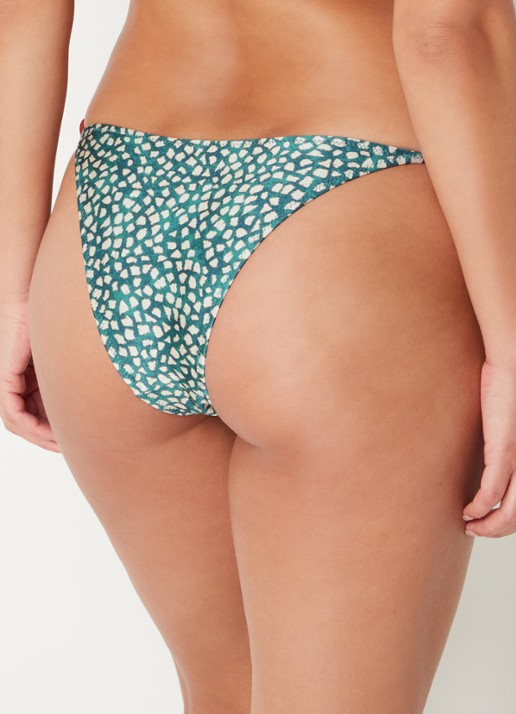 Banana Moon Blika Mymba brazilian bikinislip met borduring en print - achterkant 3 groen