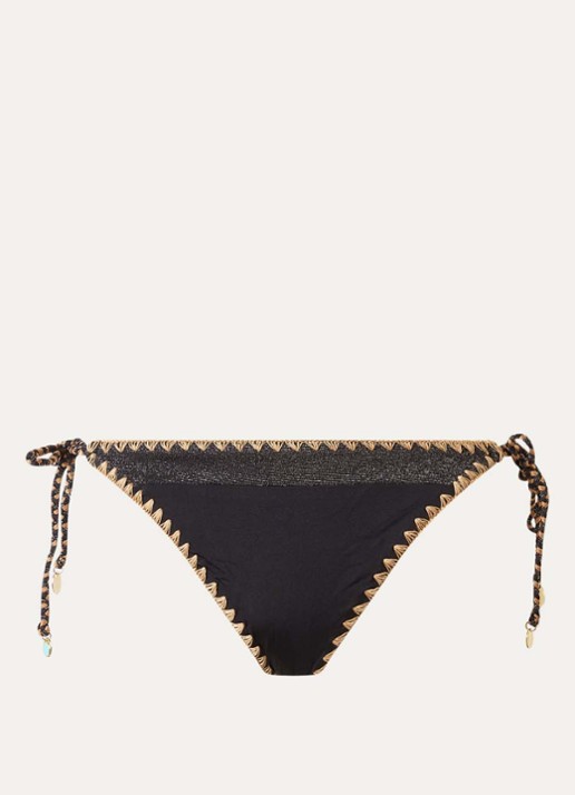 Banana Moon Blika Nazca bikinislip met geknoopt detail en lurex - voorkant 2 zwart