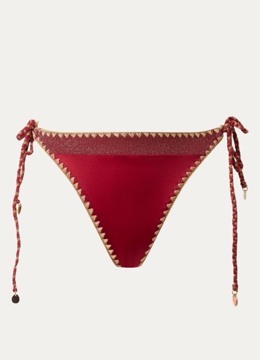 Banana Moon Blika Nazca bikinislip met geknoopt detail en lurex - voorkant 4 steenrood