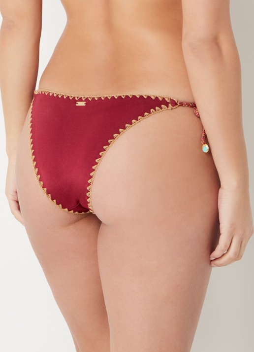 Banana Moon Blika Nazca bikinislip met geknoopt detail en lurex - achterkant donkerrood