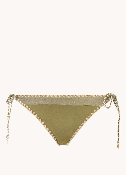 Banana Moon Blika Nazca bikinislip met geknoopt detail en lurex - voorkant 2 bronsgroen