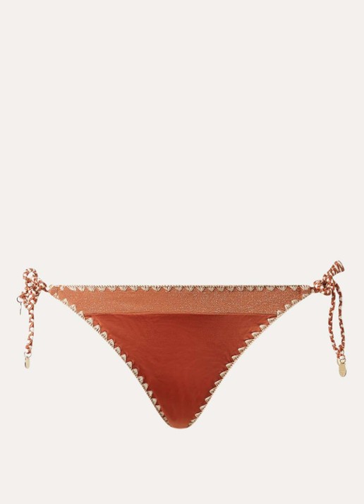 Banana Moon Blika Nazca bikinislip met geknoopt detail en lurex - voorkant 4 roestbruin