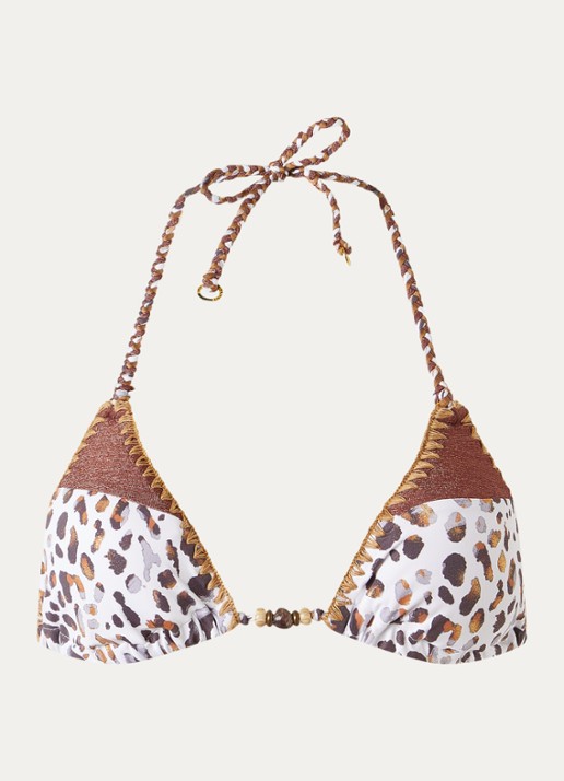 Banana Moon Bosco Dunara triangel bikinitop met panterprint - voorkant 3 wit
