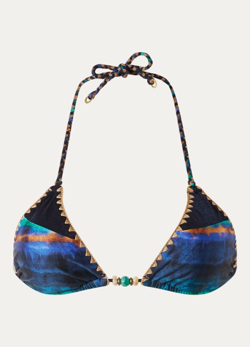 Banana Moon Bosco Lunara triangel bikinitop met print - voorkant donkerblauw