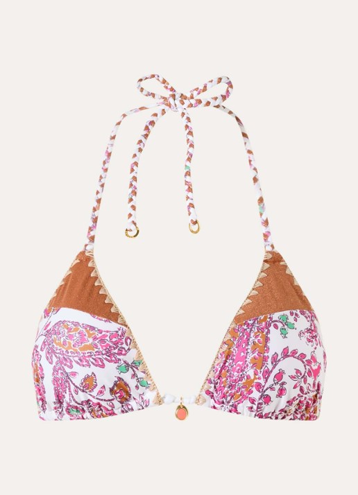 Banana Moon Bosco triangel bikinitop met print - voorkant roze