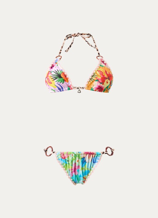 Banana Moon Cricozania Luha bikiniset met bloemenprint en uitneembare vulling - voorkant 2 turquoise