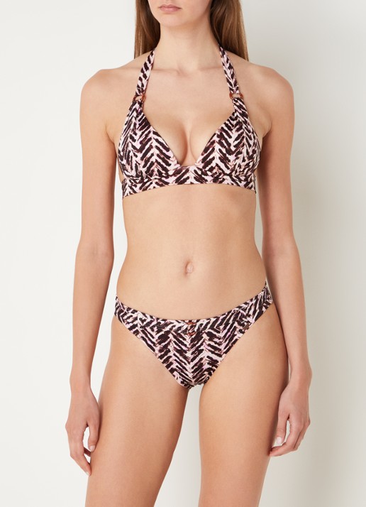 Banana Moon Dita Sunbow bikinislip met ceintuur en print - voorkant 3 lichtroze