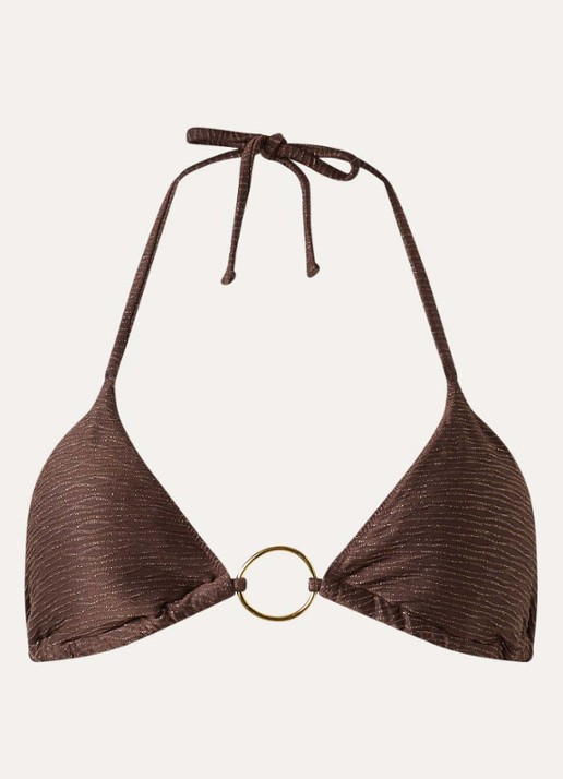 Banana Moon Jotrao Calicari triangel bikinitop met lurex - voorkant 4 chocoladebruin