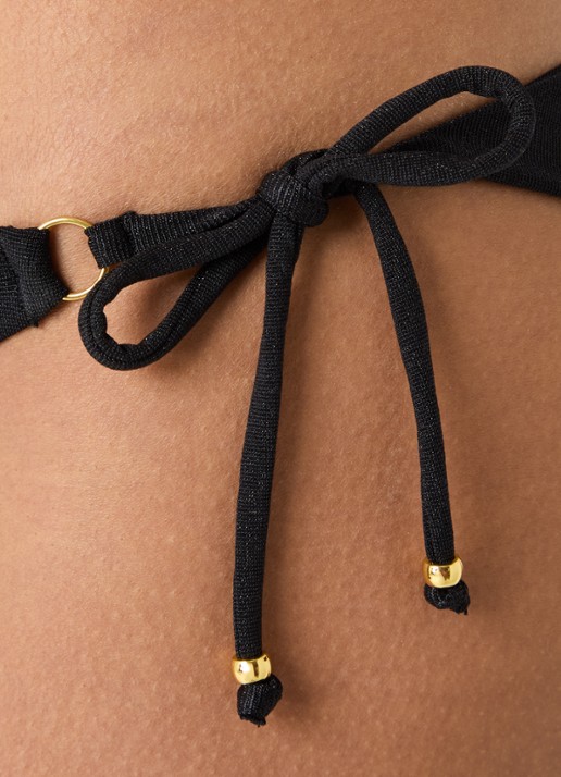 Banana Moon Lina Light brazilian bikinislip met geknoopt detail - detail 4 zwart