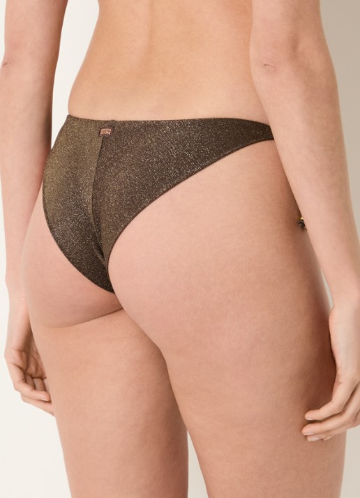 Banana Moon Lina tanga bikinislip met lurex - achterkant 5 chocoladebruin
