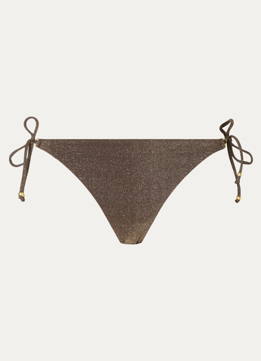 Banana Moon Lina tanga bikinislip met lurex - voorkant chocoladebruin