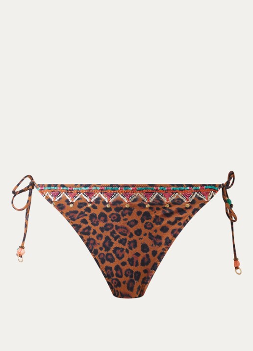 Banana Moon Tosca Serenely brazilian bikinislip met panterprint  - voorkant 4 oranjebruin