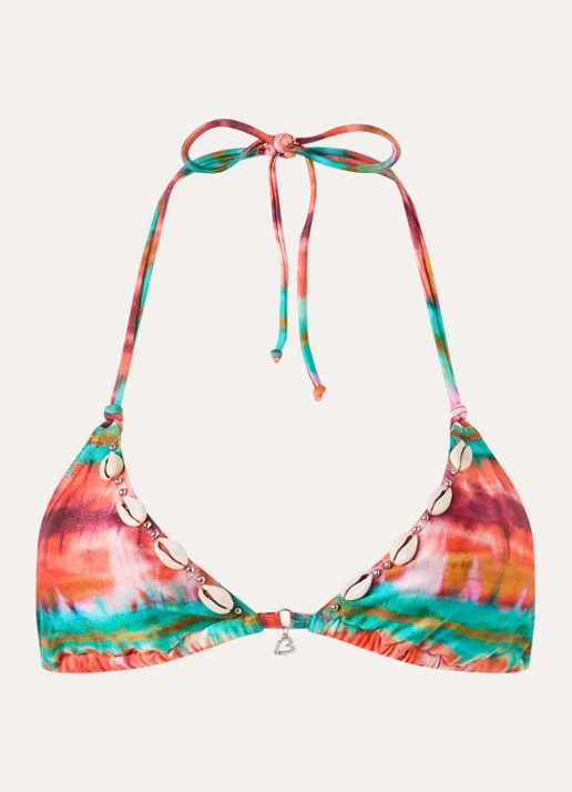 Banana Moon Yero triangel bikinitop met print - voorkant oranjerood