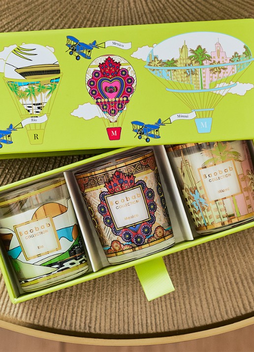 Baobab Collection Trio Travel geurkaarsen set van 3 - voorkant 2 groen
