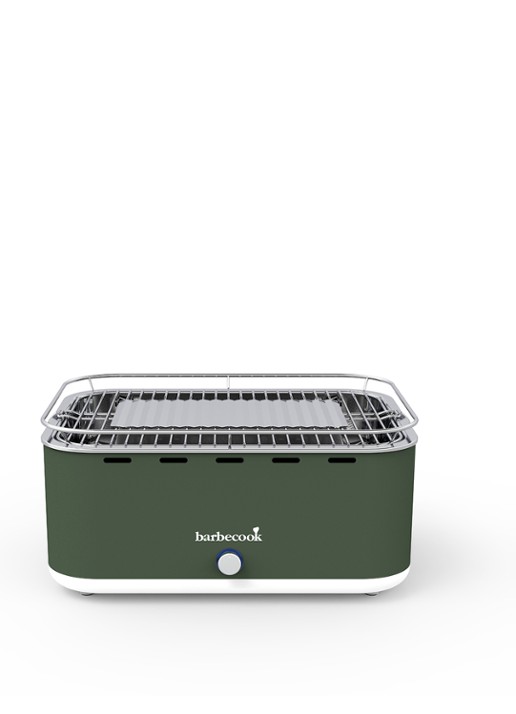 Barbecook Carlo houtskoolbarbecue 43,5 x 32,3 cm  - voorkant legergroen