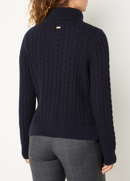 Barbour Ambleside grofgebreide trui met col - achterkant 2 blauw