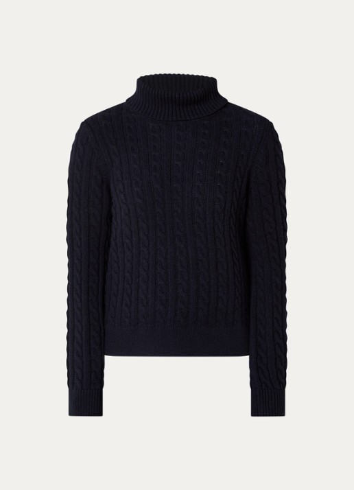 Barbour Ambleside grofgebreide trui met col - voorkant 3 blauw