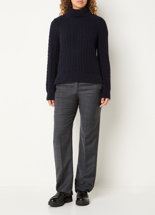 Barbour Ambleside grofgebreide trui met col - voorkant 4 blauw