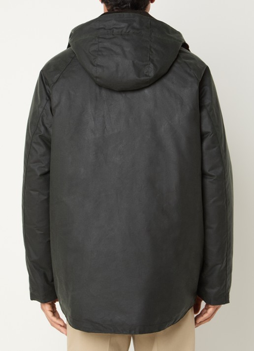 Barbour Beaufort gewatteerde parka met afneembare capuchon en klepzakken - achterkant 4 groen