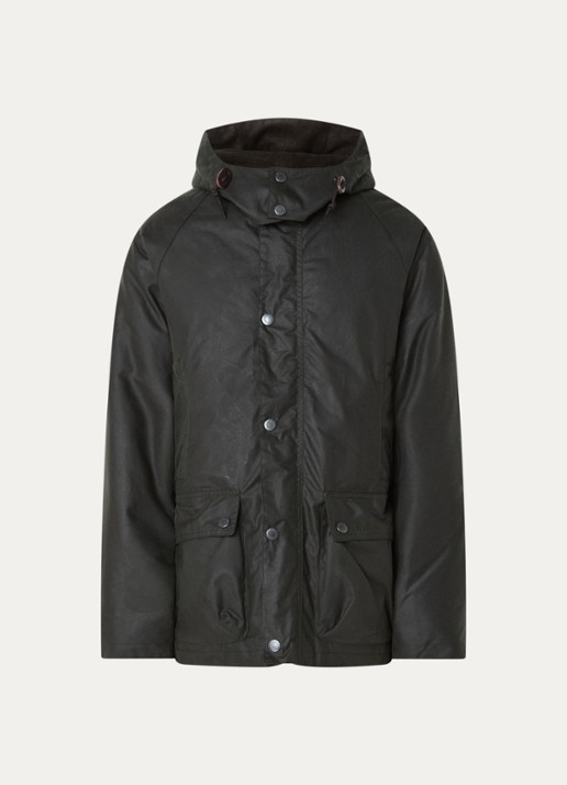 Barbour Beaufort gewatteerde parka met afneembare capuchon en klepzakken - voorkant groen