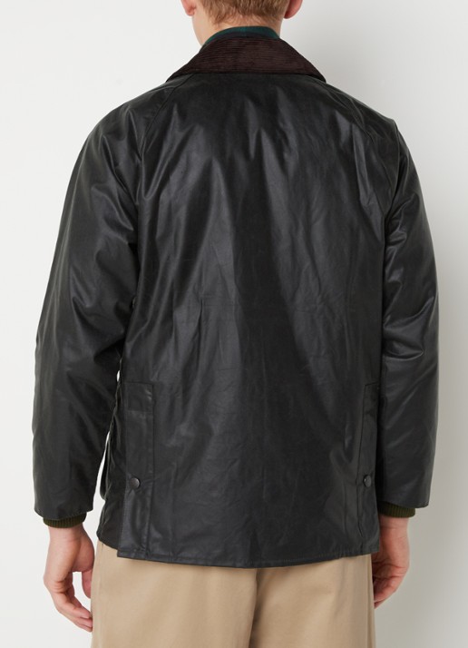 Barbour Bedale jack met opgestikte zakken en kraag van corduroy  - achterkant 4 bronsgroen