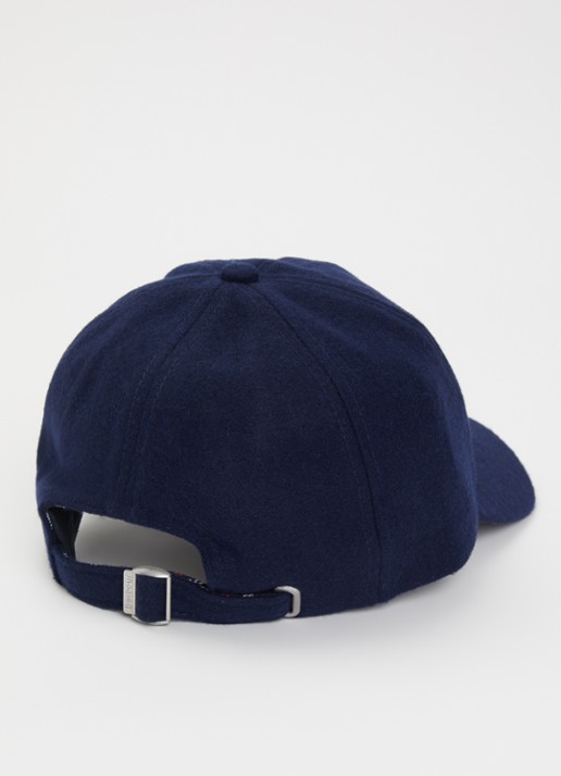 Barbour Bowery pet in wolblend met logoborduring - detail 2 donkerblauw