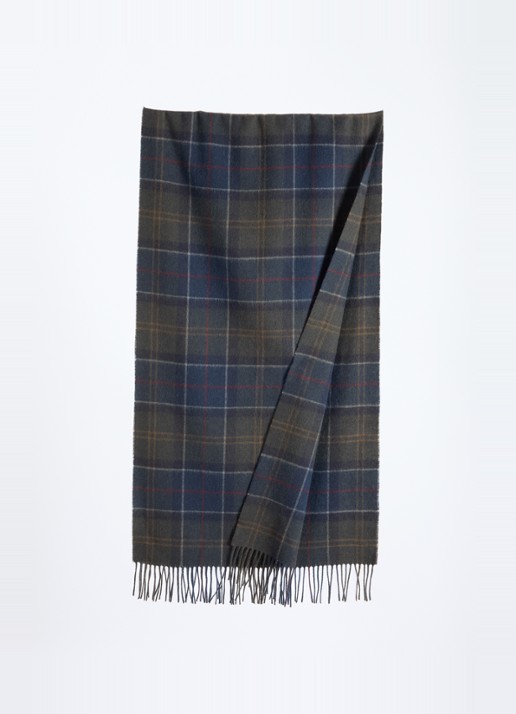 Barbour Braden tartan sjaal van schapenwol met ruitdessin 50 x 190 cm  - detail groen