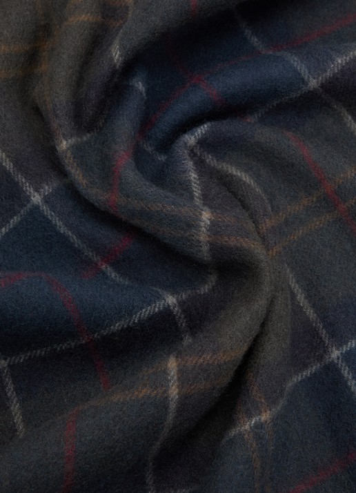 Barbour Braden tartan sjaal van schapenwol met ruitdessin 50 x 190 cm  - detail 2 groen