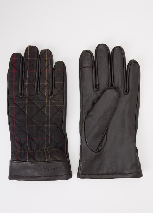 Barbour Darwen handschoenen van leer met quiltpatroon