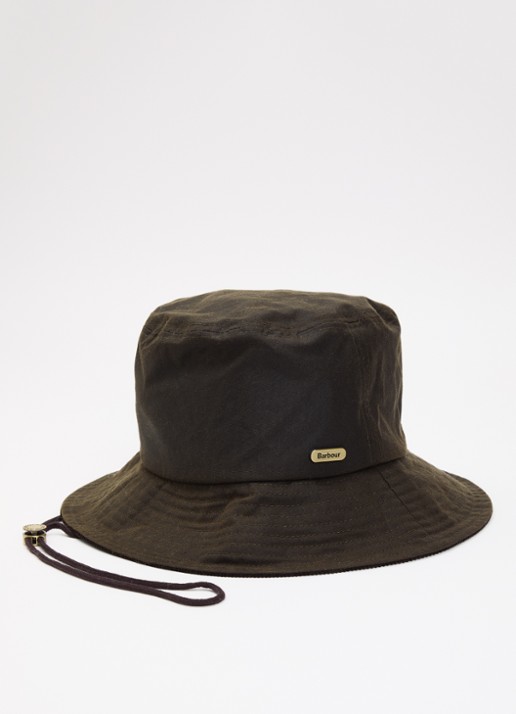 Barbour Delilah bucket hoed met details van corduroy  - voorkant 2 olijfgroen